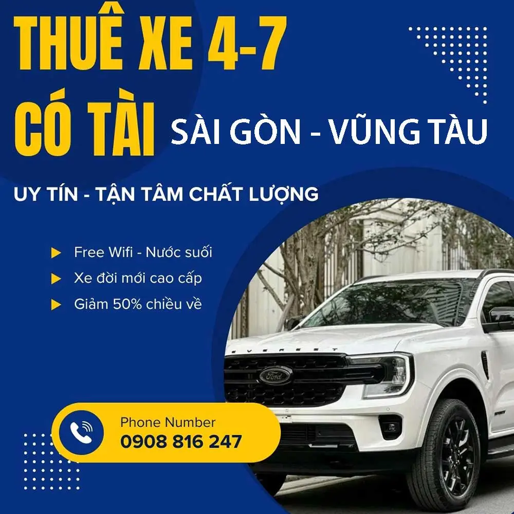 Thuê xe 4 chỗ đi vũng tàu có tài xế 