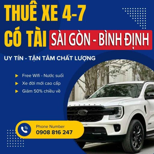 Thuê Xe Đi Bình Định Từ TP.HCM – Xe Riêng 4–7 Chỗ, Đón Tận Nơi, Giá Ưu Đãi Thuê Xe Đi Bình Định Từ TP.HCM – Xe Riêng 4–7 Chỗ, Đón Tận Nơi, Giá Ưu Đãi