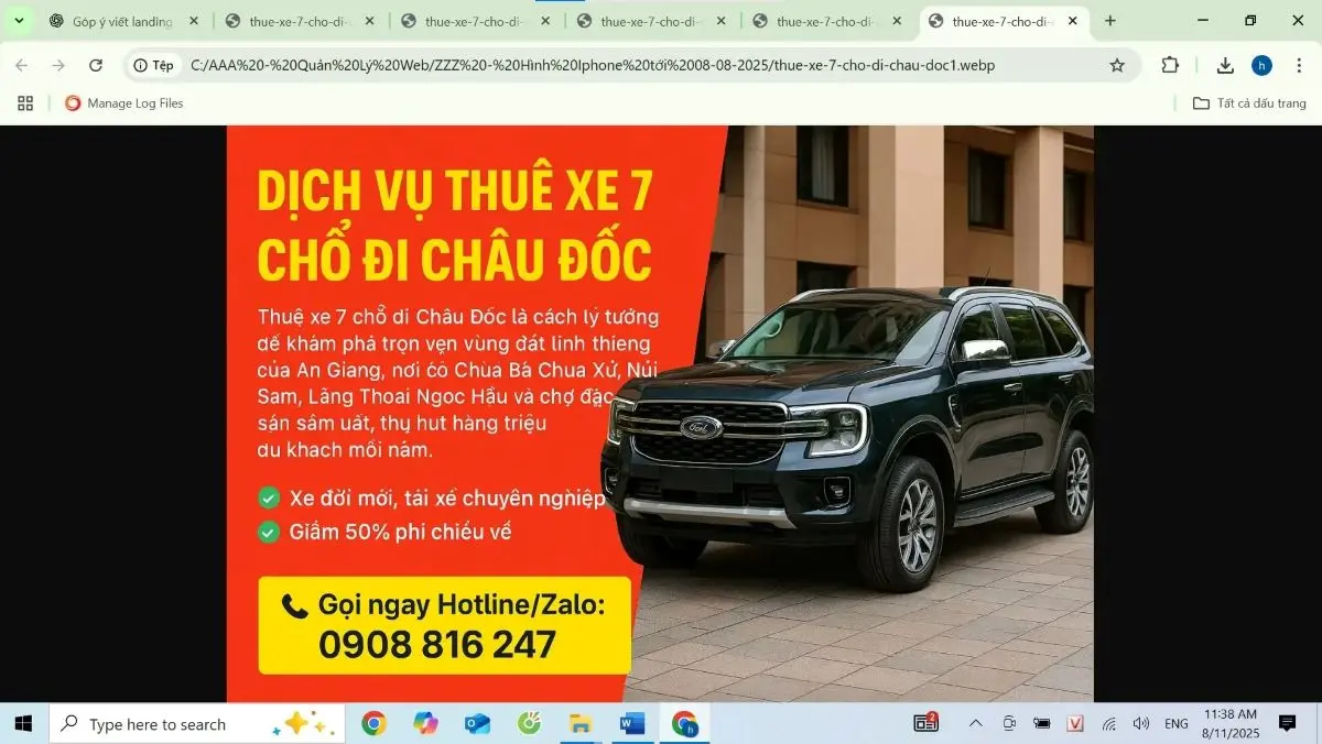 Thuê xe 7 chỗ đi Châu Đốc tại Thuê Xe Liên Tỉnh 247