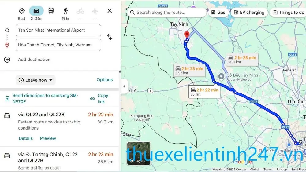 Lộ trình thuê xe đi Hòa Thành Tây Ninh từ TP.HCM