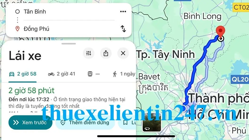 Lộ trình thuê xe đi Lộc Ninh Bình Phước từ TP.HCM