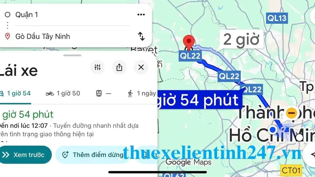Khoảng cách từ TP.HCM đi Gò Dầu Tây Ninh bằng ô tô riêng